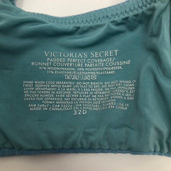 Victorias Secret Padded Perfect Coverage Bra Size 32D Blue - Picture 6 of 7